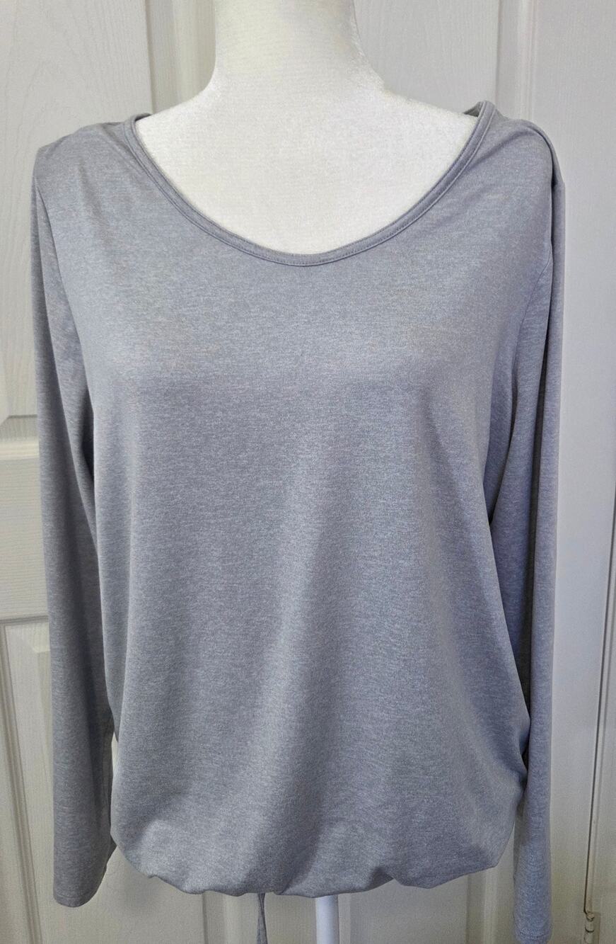 Gap Fit Grey Brushed Tech Jersey Long Sleeve Athletic Top Woman's Size Large